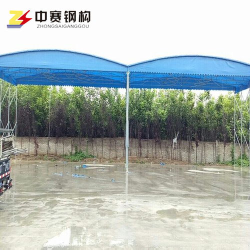 【户外推拉移动伸缩雨棚折叠推拉雨蓬活动遮阳蓬工地移动式钢筋棚】- 